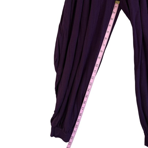 BOHO Harem Pants Purple Pleated Drop Crotch Elastic Waist Yoga Lounge S/M - Picture 6 of 8